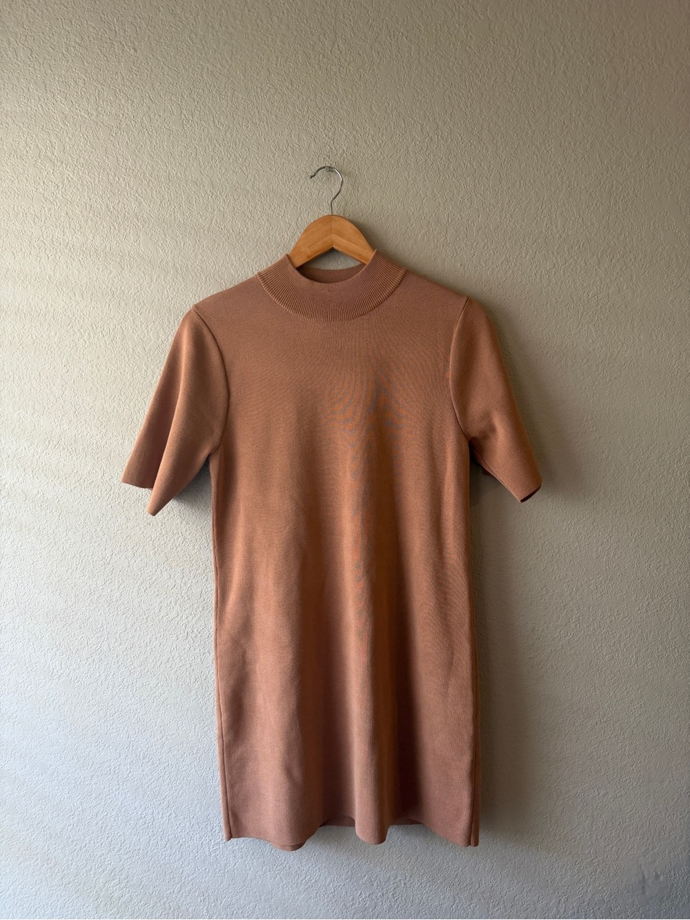 Seed Heritage Women's Mock Neck Knit Dress in Camel Brown Small